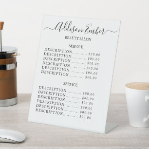 Modern Business Beauty Salon Price List Pedestal Sign