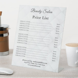 Modern Business Beauty Salon Price List Pedestal Sign