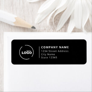 Modern Business Black & White Return Address Label