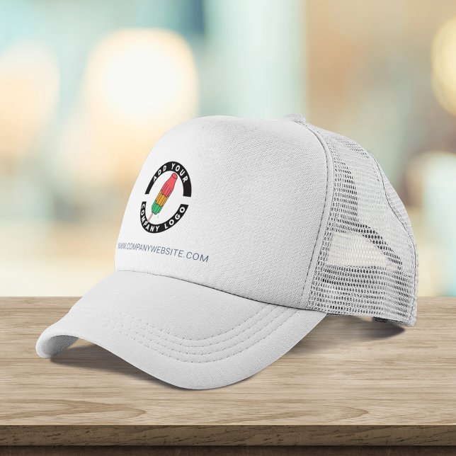 Modern Business Brand Logo New Employees Swag Trucker Hat (White Business Logo Trucker Hat)