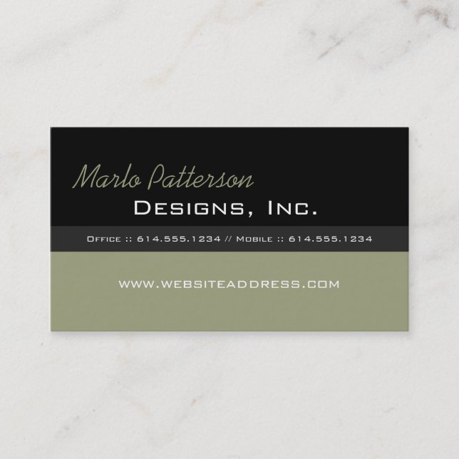 Modern Business Card :: Black & Dried Herb (Front)