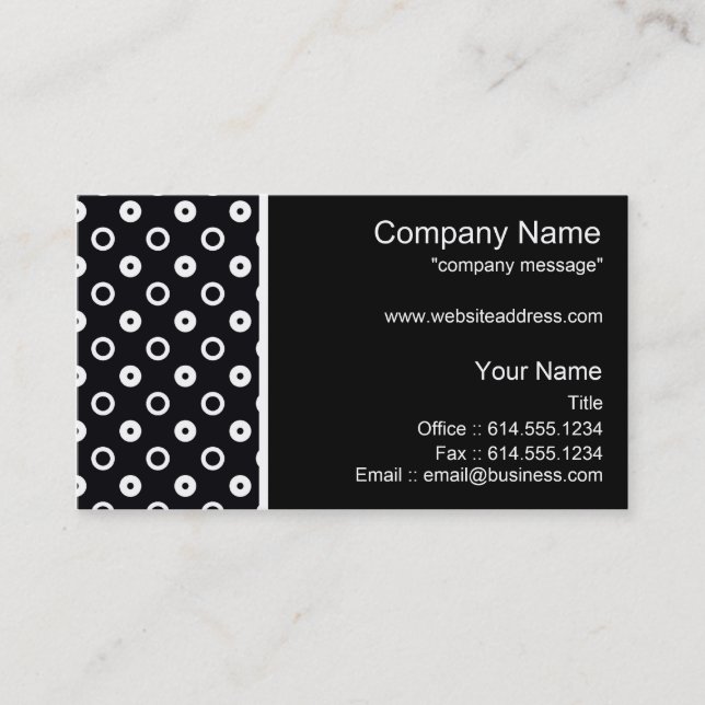 Modern Business Card :: Black with White Circles (Front)