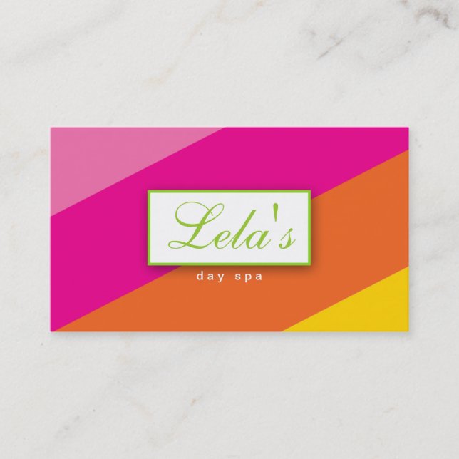 Modern Business Card Salon Spa Stripes POG (Front)