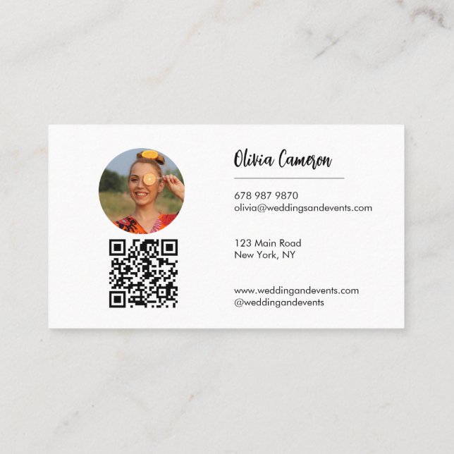 Modern Business Card with photo and Qr code (Back)