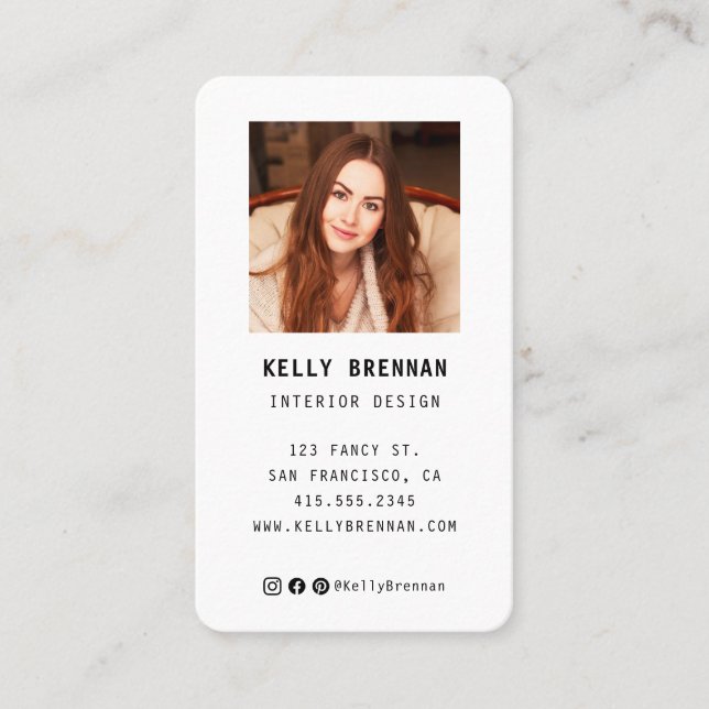 Modern Business Card with Photo and Social Media (Front)