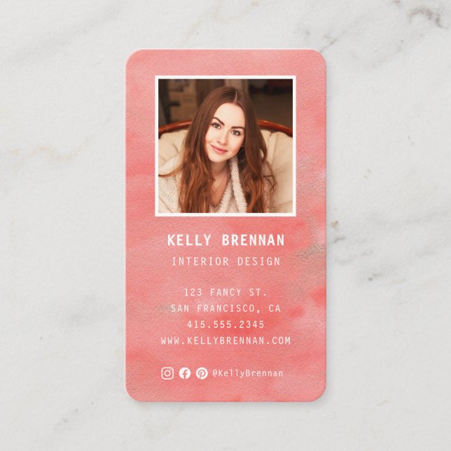 Modern Business Card with Photo and Social Media (Front)