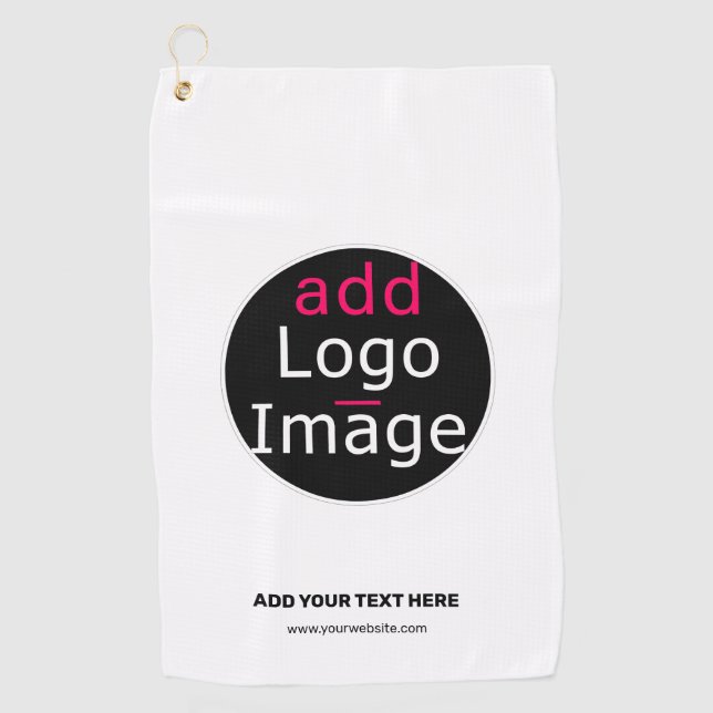 Modern Business Chic Customisable Logo White  Golf Towel (Front)