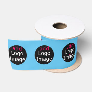 Modern Business Chic Promotional Custom Sky Blue Satin Ribbon