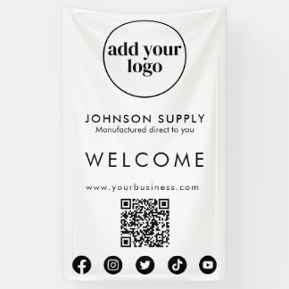 Modern Business Company Corporate Logo and QR Code Banner