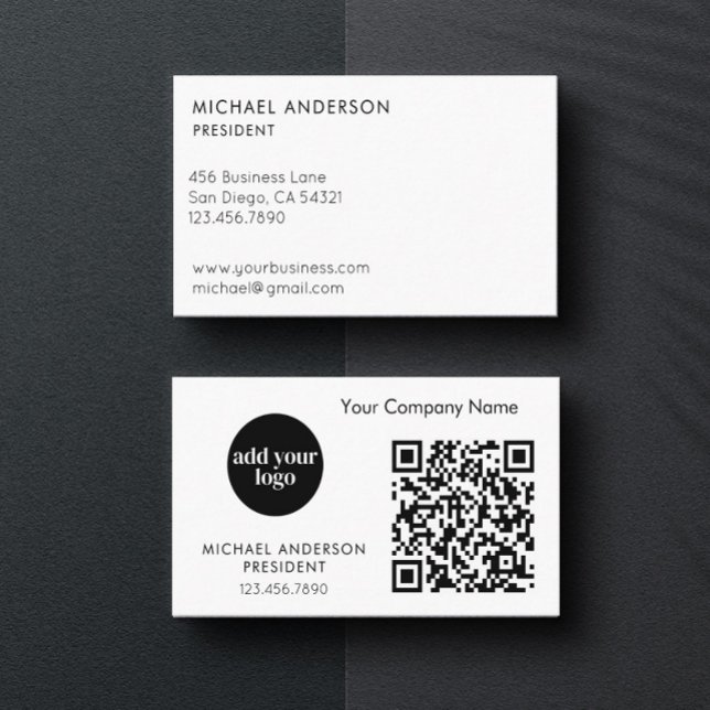 Modern Business Custom Logo and QR Code Business Card (Creator Uploaded)