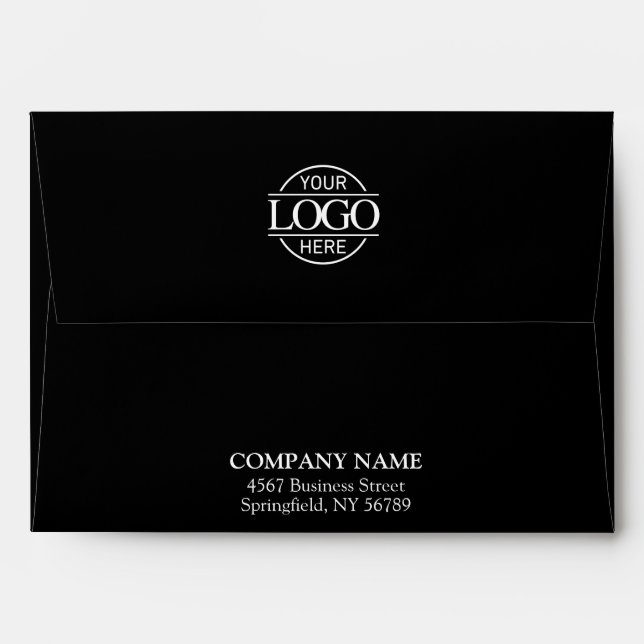 Modern Business Custom Logo Professional Black Envelope (Back (Top Flap))