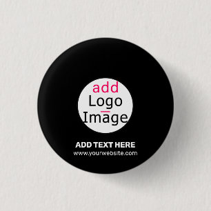Modern Business Customisable Add Logo Black 3 Cm Round Badge