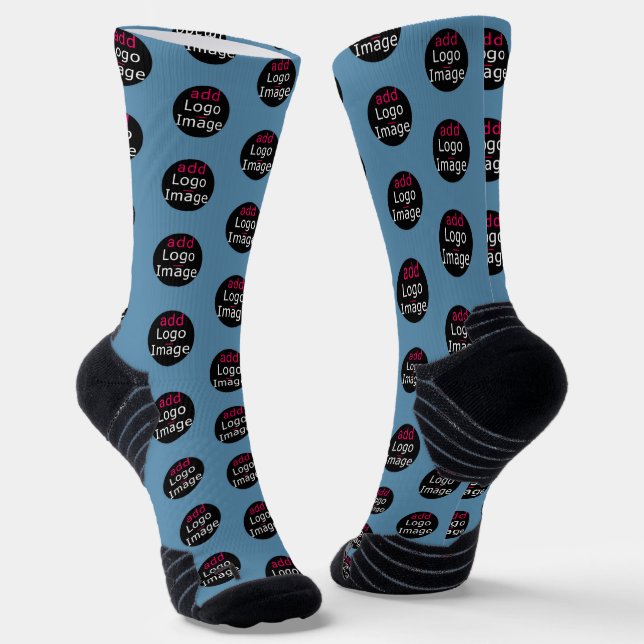 Modern Business Customisable Promo Dusty Blue Socks (Angled)