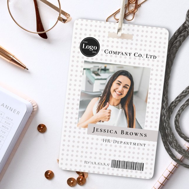 Modern Business Employee Company Logo Photo QR ID Badge (Creator Uploaded)