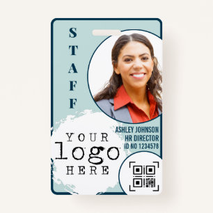 Modern Business Employee Photo Name Card QR code ID Badge