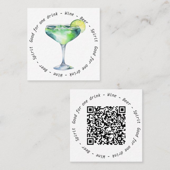 Modern Business Event QR Daiquiri Drink Voucher Square Business Card (Front/Back)