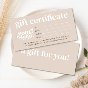 Modern Business Gift Certificate With Custom Logo
