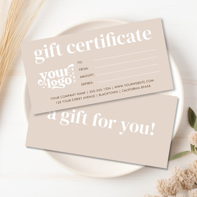 Modern Business Gift Certificate With Custom Logo  (Modern Business Gift Certificate With Custom Logo)