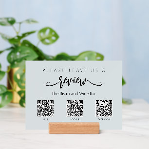 Modern Business Leave Review 3 QR Code Sign