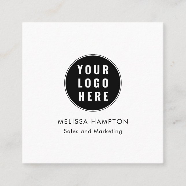 Modern Business Logo and Employees Square Business Card (Front)