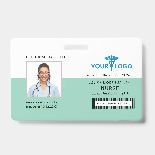 Modern Business Logo and Nurse Photo ID Badge (Front)