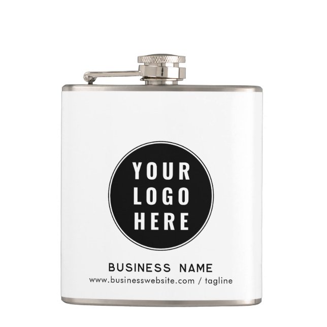 Modern Business Logo and Website Custom Hip Flask (Front)