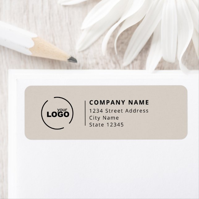 Modern Business Logo Beige Return Address Label (Insitu)