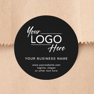 Modern Business Logo Black Classic Round Sticker