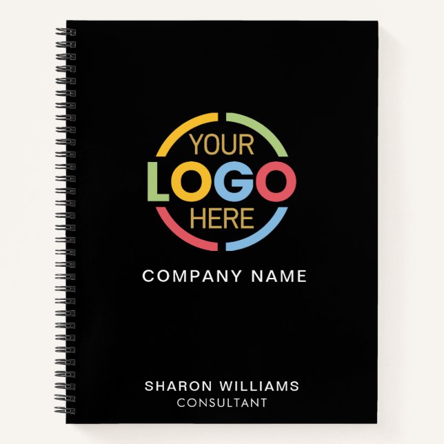 Modern Business Logo Black Monogram Initial Notebook (Front)