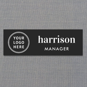 Modern Business Logo Black Name Tag