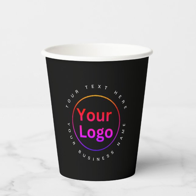 Modern Business Logo black Paper Cups (Front)