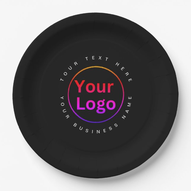 Modern Business Logo black Paper Plate (Front)