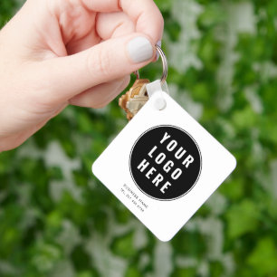 Modern Business Logo Black White Custom Giveaway Key Ring