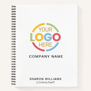 Modern Business Logo Black White Monogram Initial Notebook