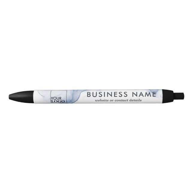 Modern Business Logo Branded Promotional Blue Ink Pen (Front)