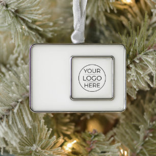 Modern Business Logo Branding Silver Plated Framed Ornament