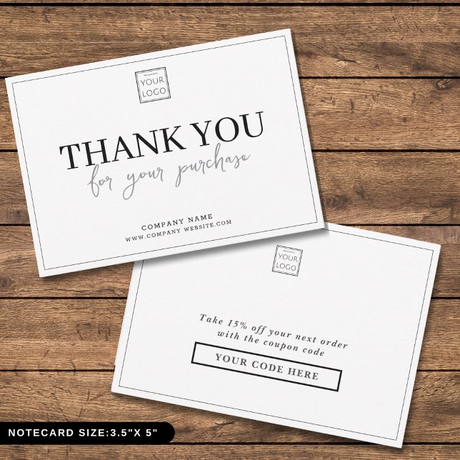 Modern Business Logo Company Coupon Code Thank You Card (Modern Business Logo Company Coupon Code Thank You Note Card
)