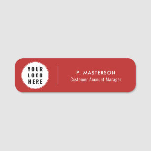 Modern Business Logo Company Employees Red Name Tag