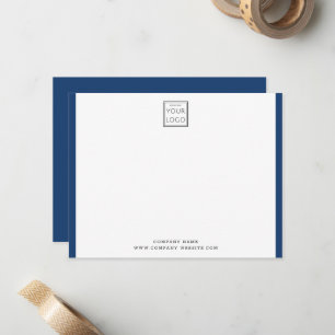 Modern Business Logo Company Name Blue Border 5x7 Card