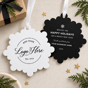 Modern Business Logo Corporate Holiday Snowflake Tree Decoration Card