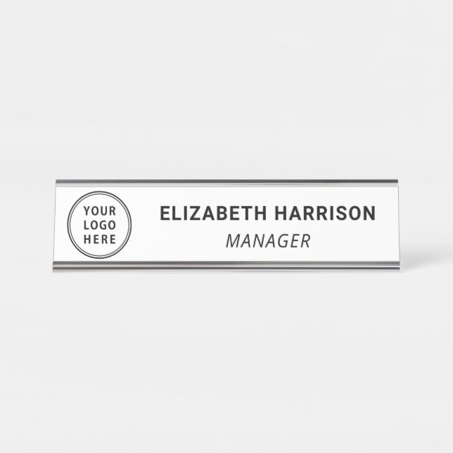 Modern Business Logo Desk Name Plate (Front)