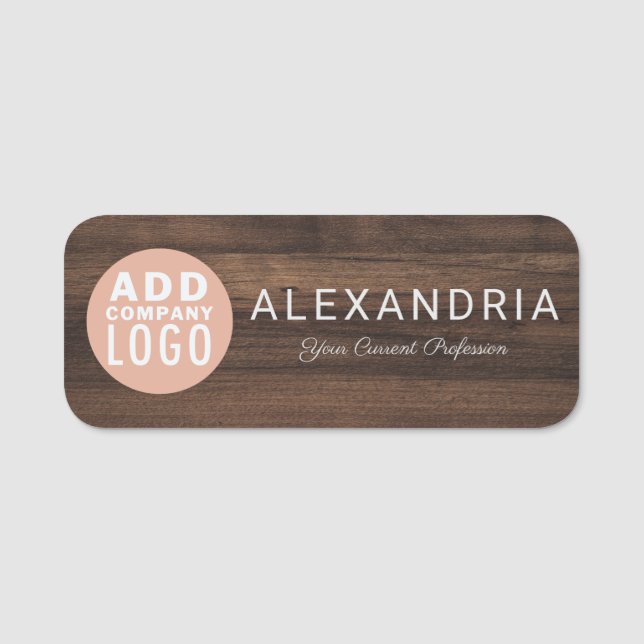 Modern Business Logo Employees Magnetic Name Tag (Front)