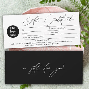 Modern Business Logo Gift Certificate Black White