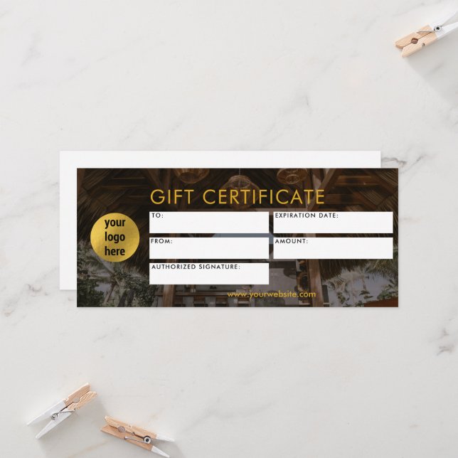 Modern Business Logo Gift Certificate Photo  (Front/Back In Situ)