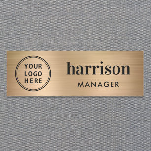 Modern Business Logo Gold Name Tag