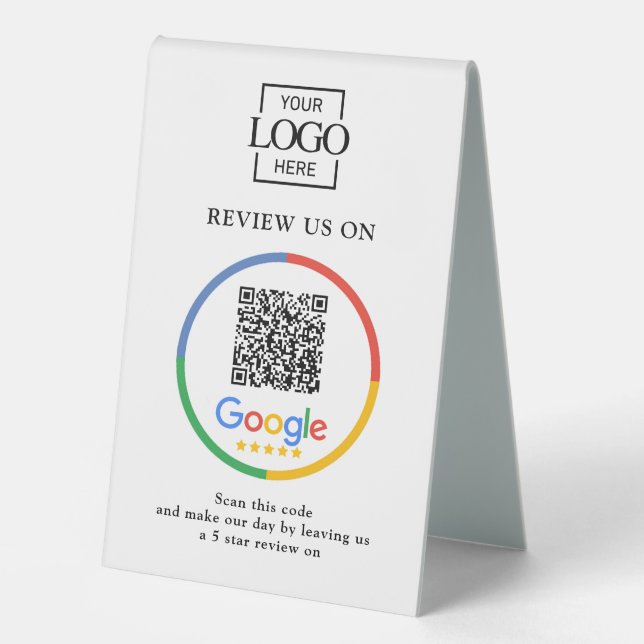 Modern Business Logo Google Reviews QR Code Sign (Front)