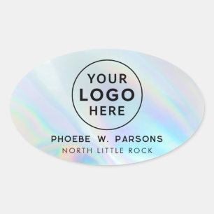 Modern Business Logo Iridescent Custom Oval Sticker