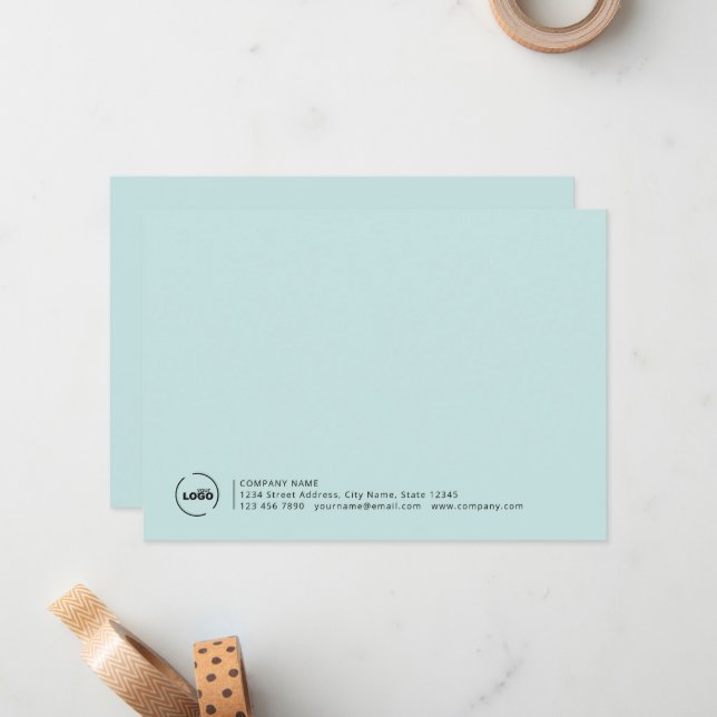 Modern Business Logo Light Turquoise Card (Front/Back In Situ)