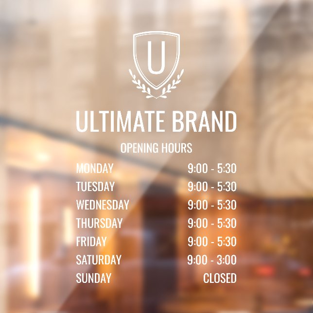 Modern Business Logo Opening Hours Window Cling (Sheet 2)