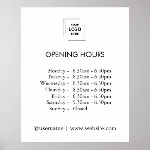 Modern Business Logo Opening Times Hours Poster